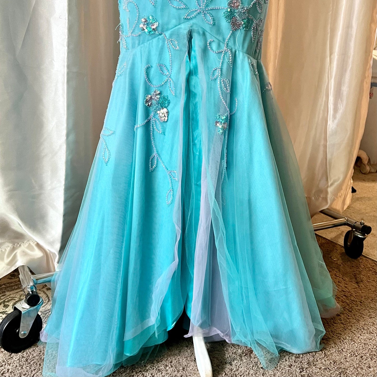 Turquoise Mermaid Halter Top Prom Dress