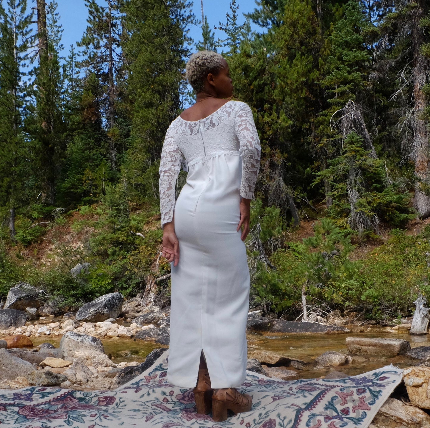 Vintage Wedding Dress with Empire Waist and Lace Bodice