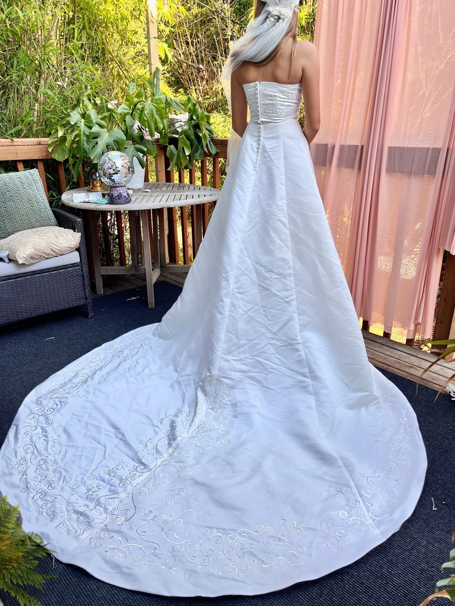 St. Tropaz Strapless Wedding Gown Embroidered With Crystals