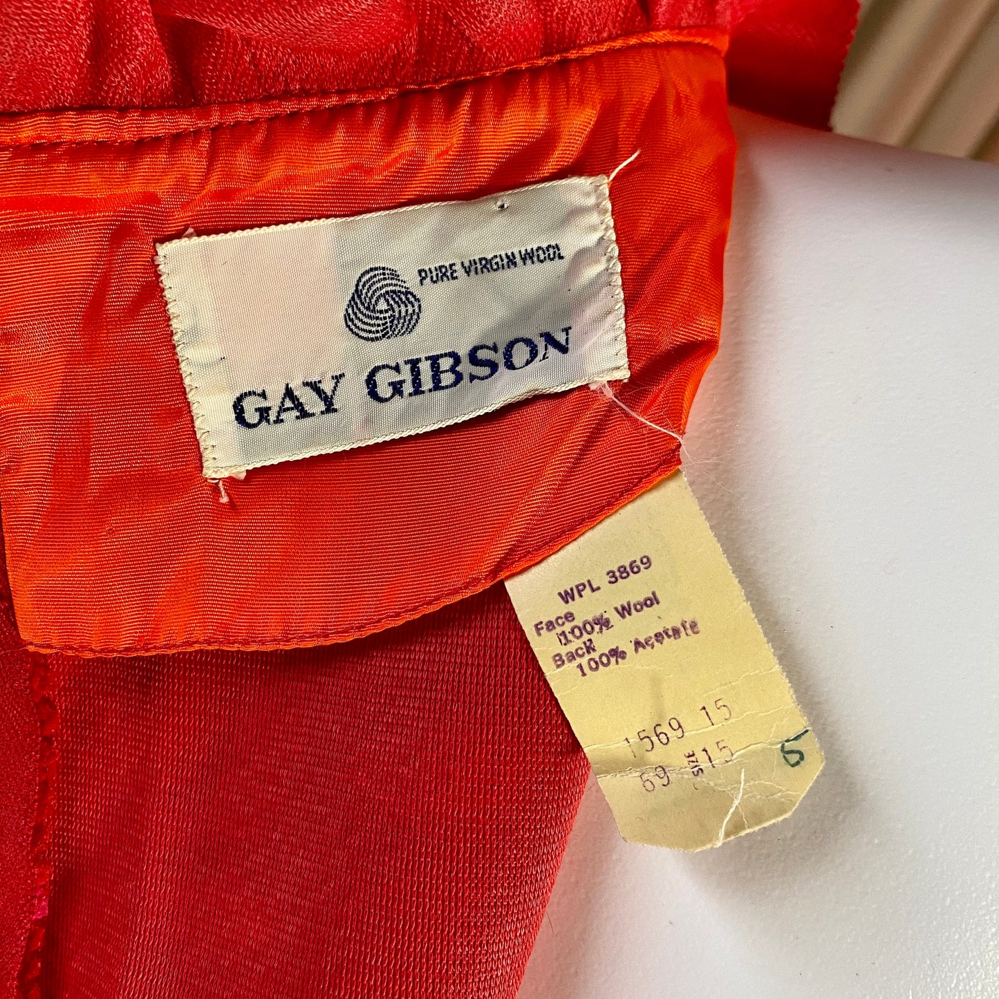 Gay Gibson Wool Red Dress with Pink roses