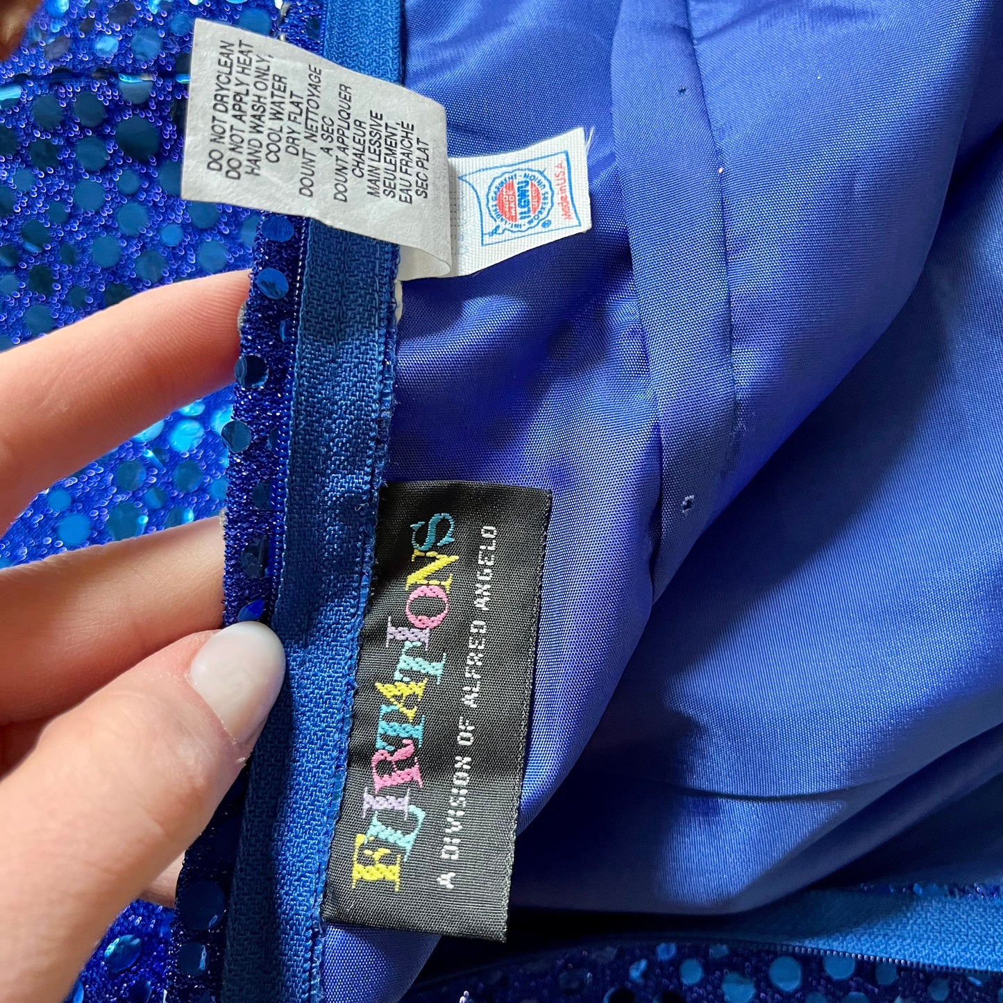 Flirtations 80's Sleeveless Blue Sequin Dress With Sexy Back
