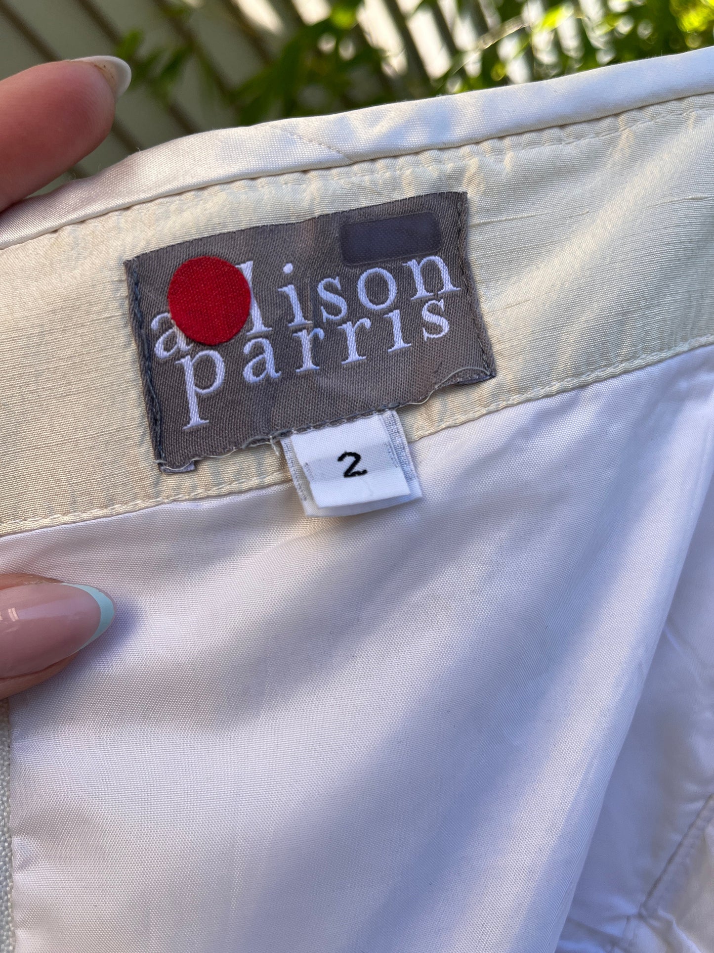 Alison Parris Ivory Silk Dress With Tulle Skirt