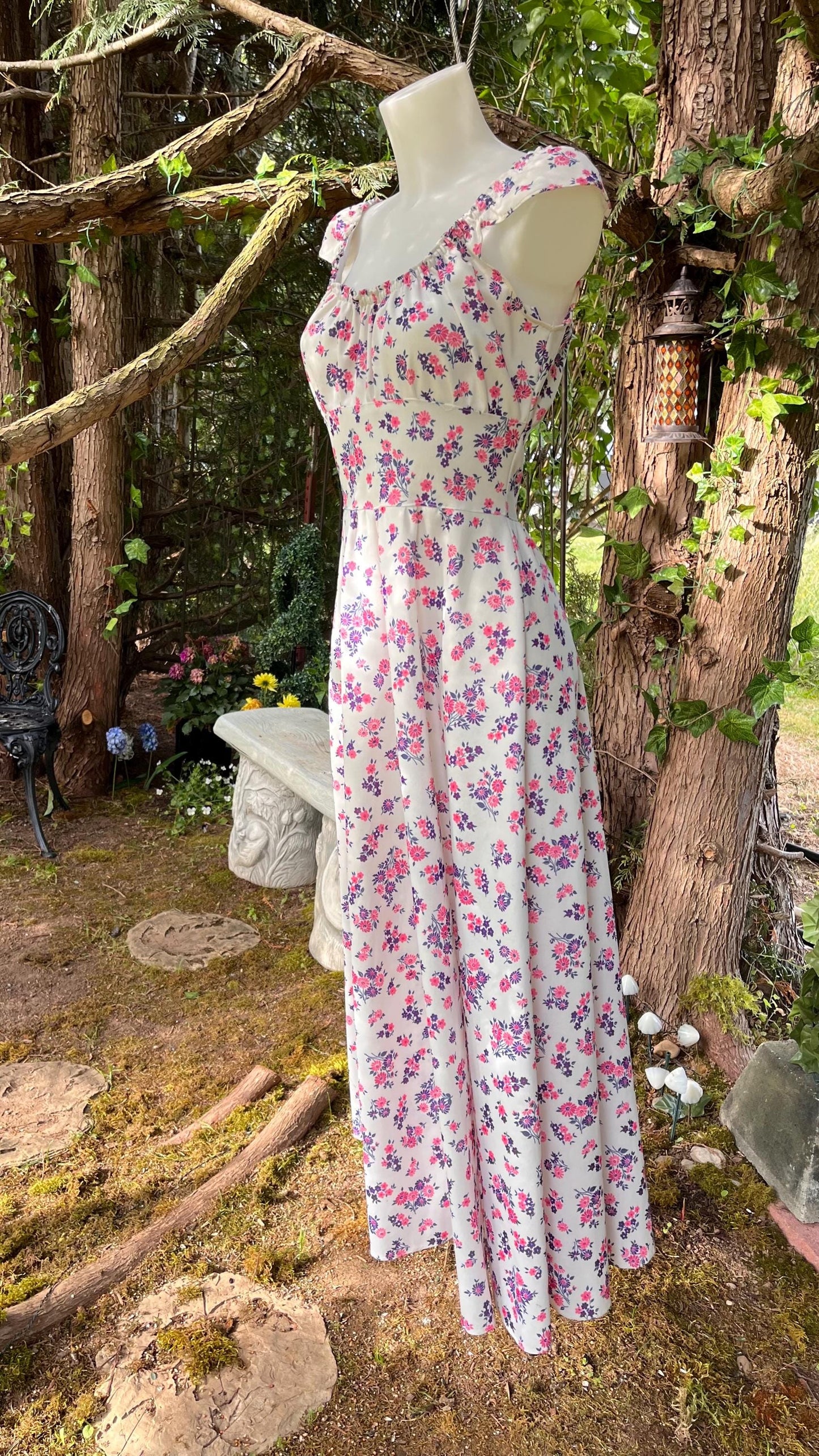 Handmade Cottagecore Floral Print Maxi Dress