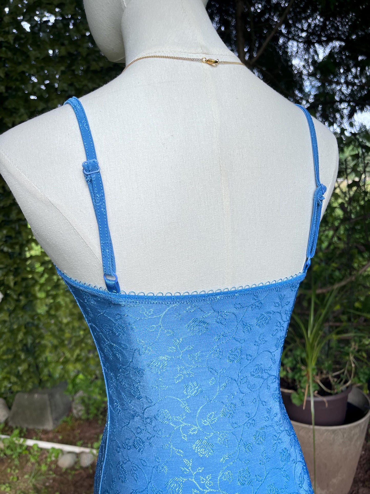 Coquette Floral Vintage Blue Lace Slip Dress