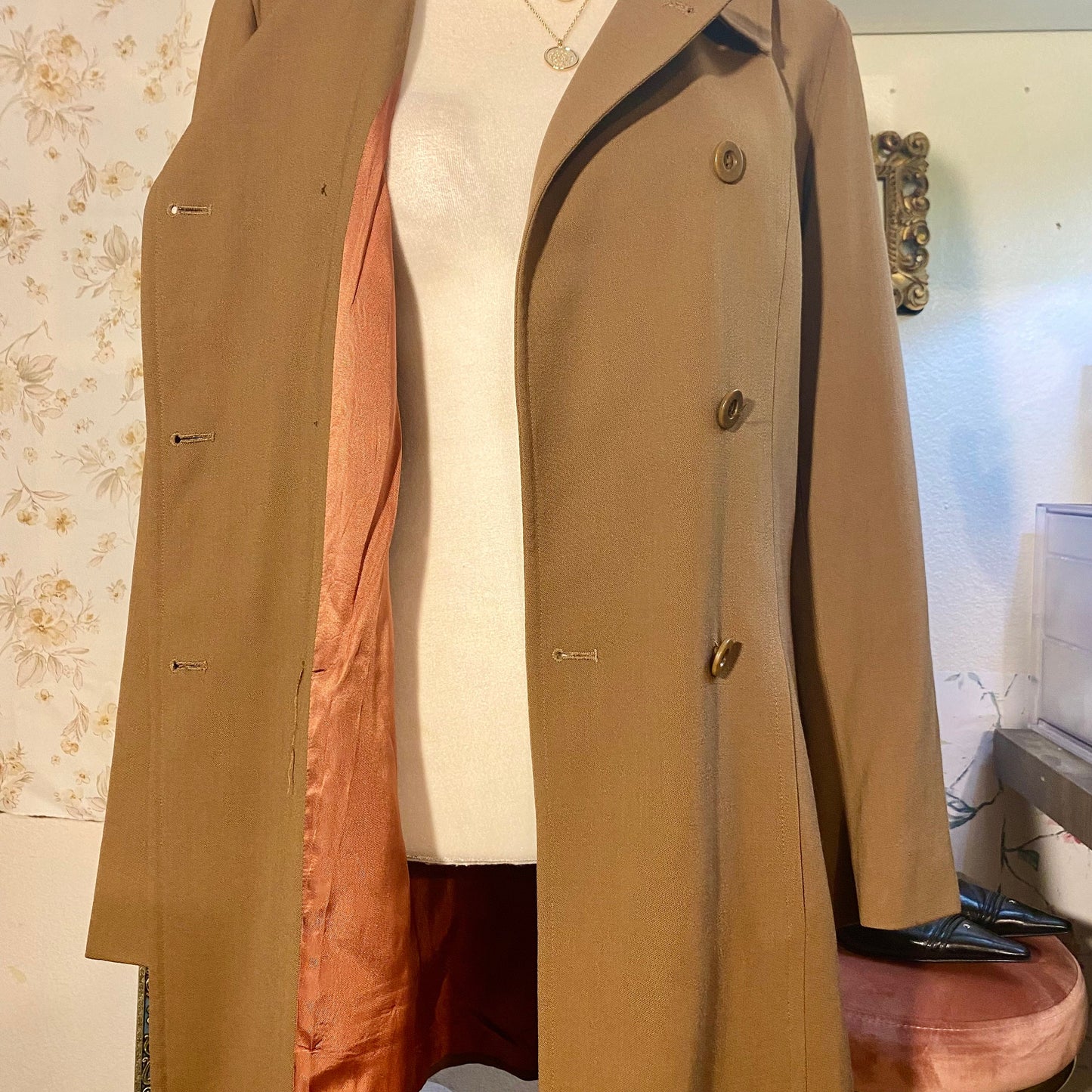 Jones New York Brown Wool Trench Coat