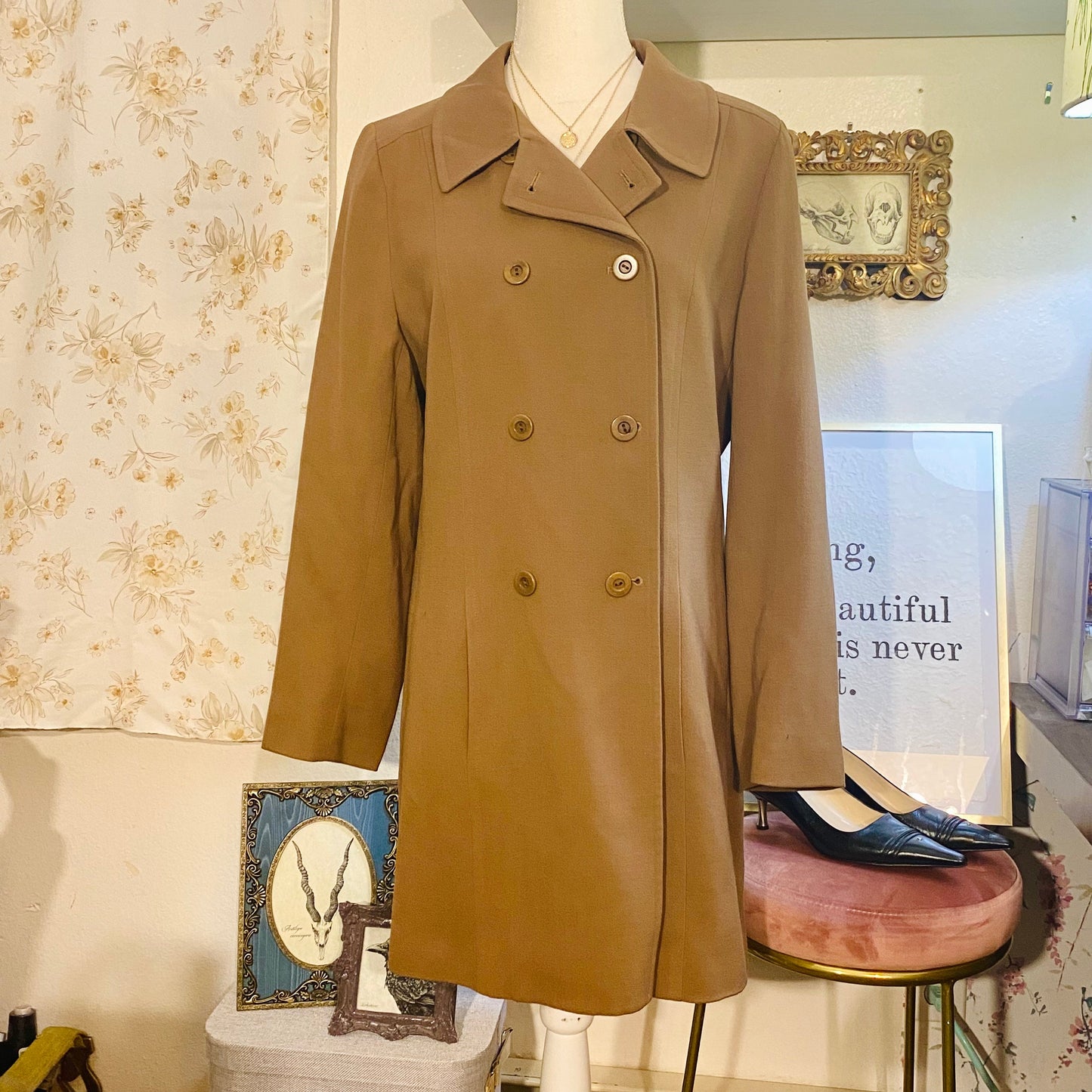 Jones New York Brown Wool Trench Coat