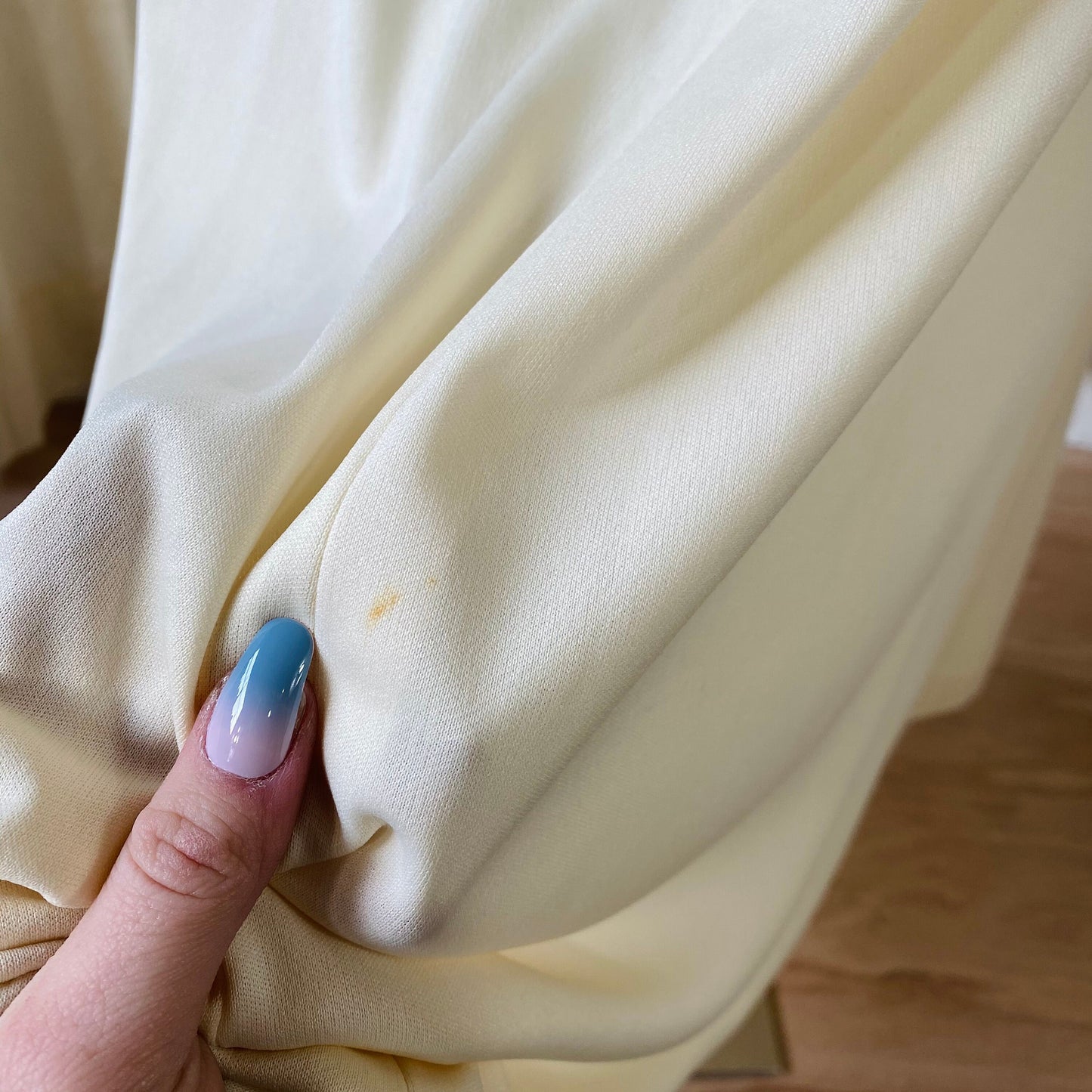 Sleeveless Butter Cream Dress with Sheer Yoke and High Modest Collar