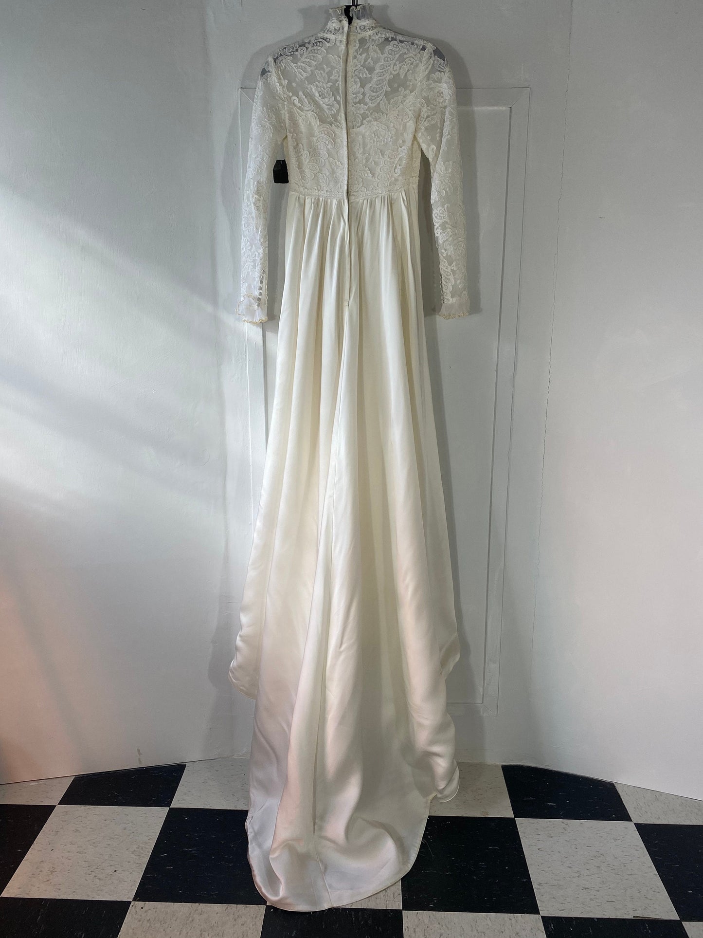 Wedding Dress with Pleated Ruffle Collar