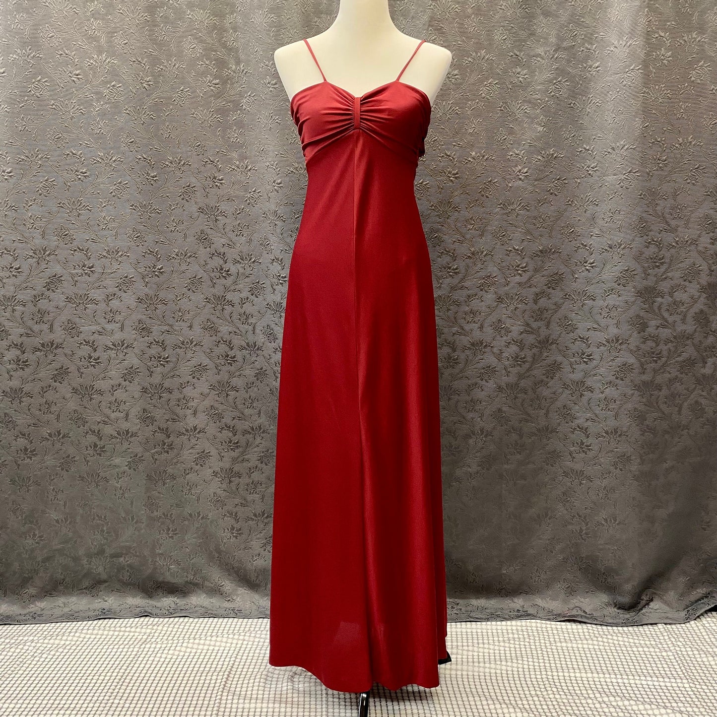 Deep Maroon Red Maxi Dress with Matching Cropped Jacket
