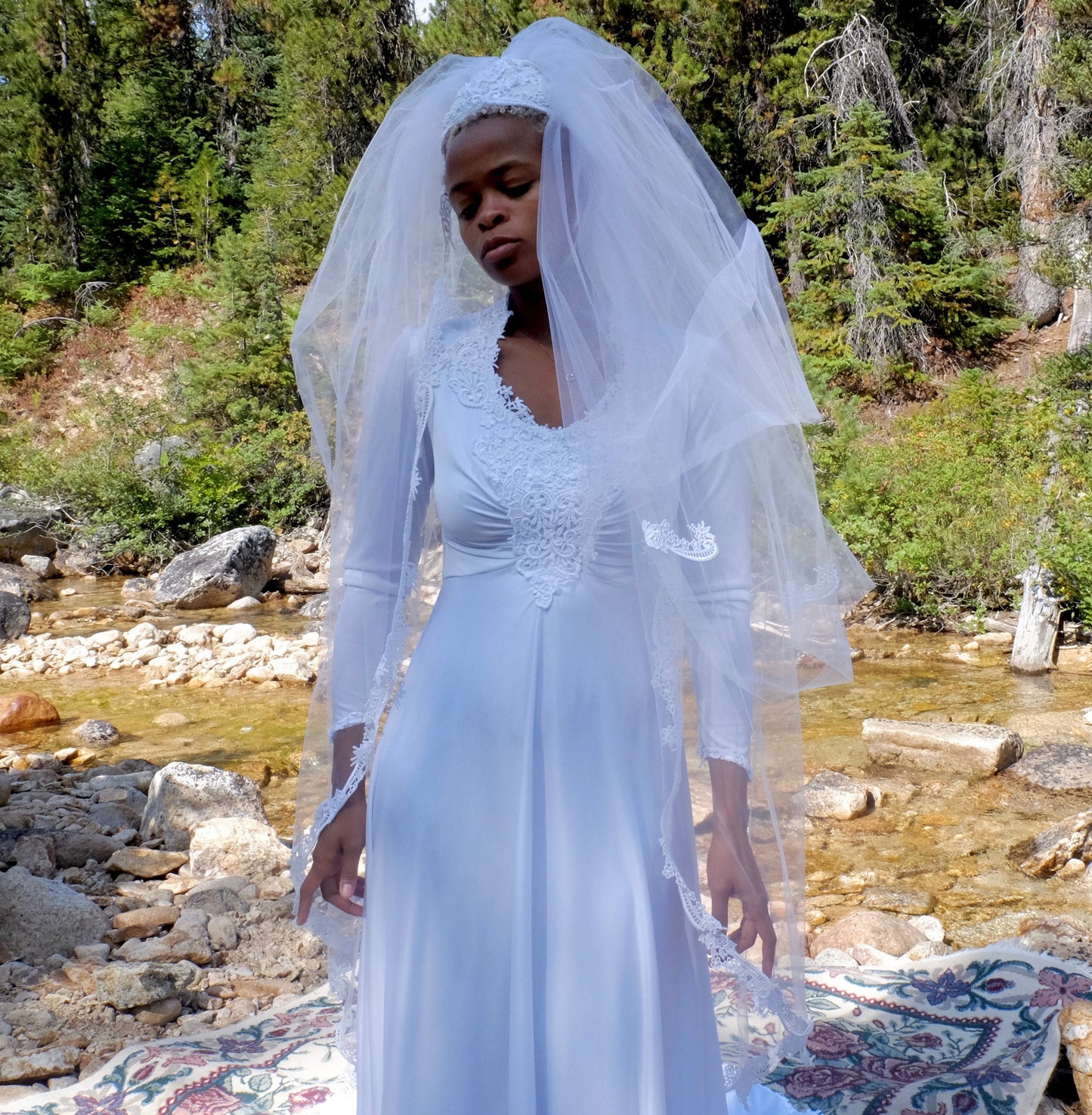 Vintage Wedding Dress and Veil Matching Set