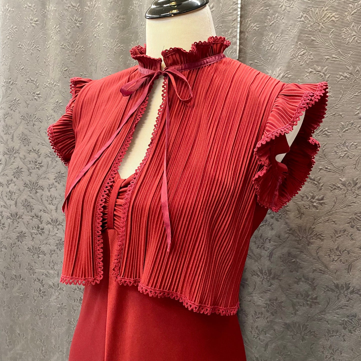 Deep Maroon Red Maxi Dress with Matching Cropped Jacket