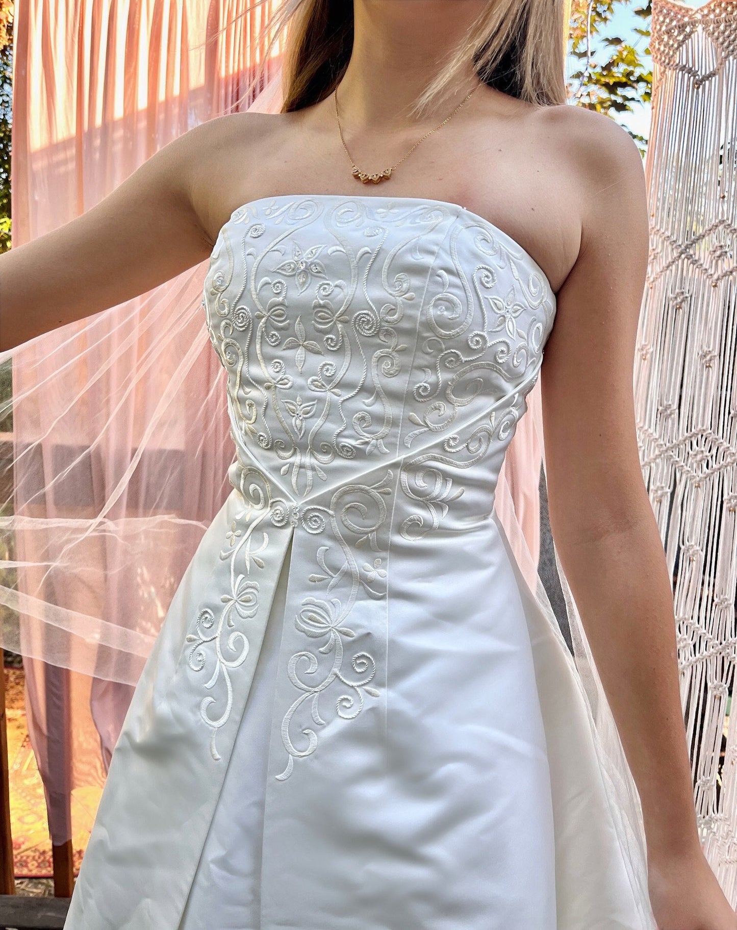 St. Tropaz Strapless Wedding Gown Embroidered With Crystals