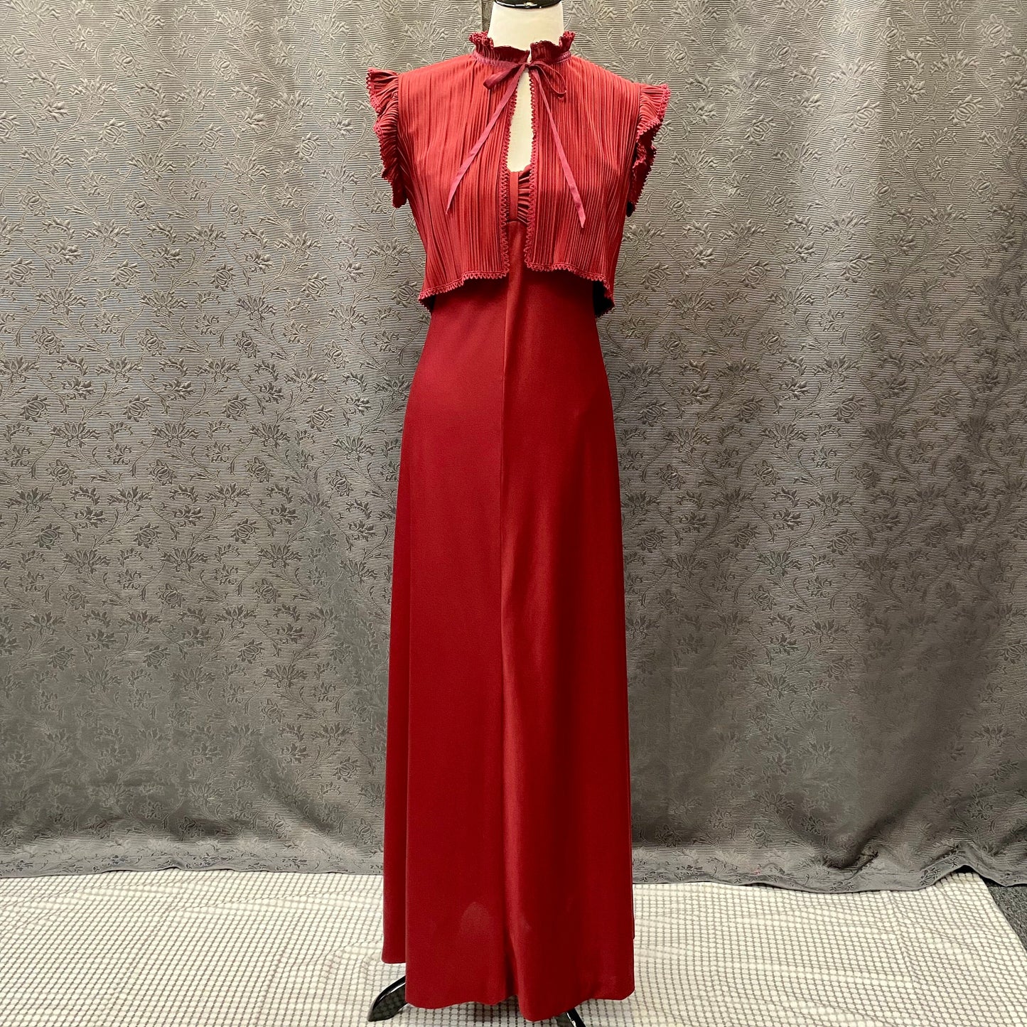 Deep Maroon Red Maxi Dress with Matching Cropped Jacket