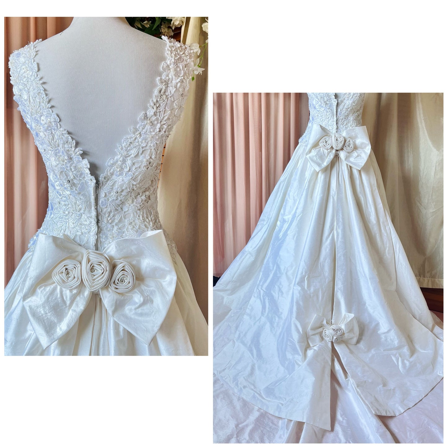 Mori Lee 70% Silk Ivory Ballgown With Lace Top & Bustle