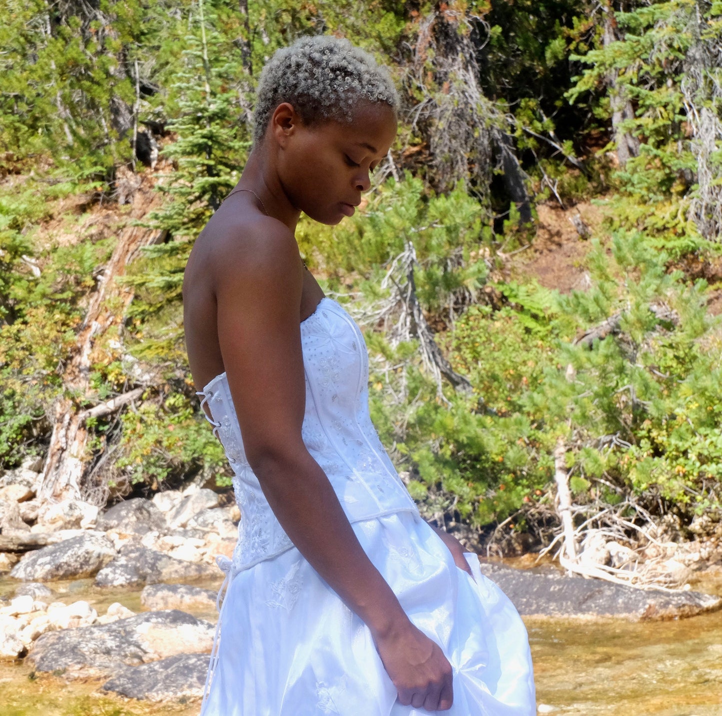 90's Vintage Sleeveless Corset Dress with Pickup Skirt