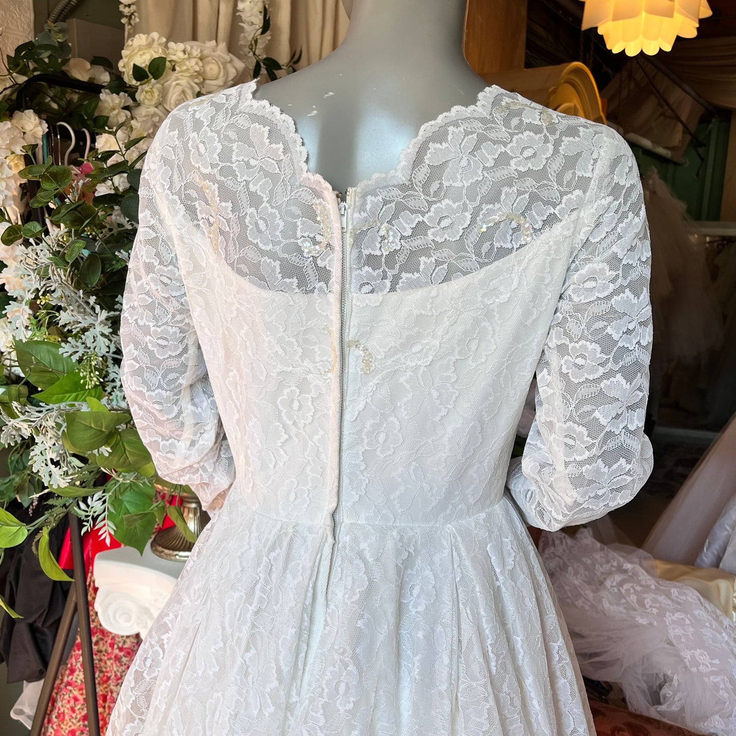 All Lace Long Sleeved Ballgown With Tiered Skirt
