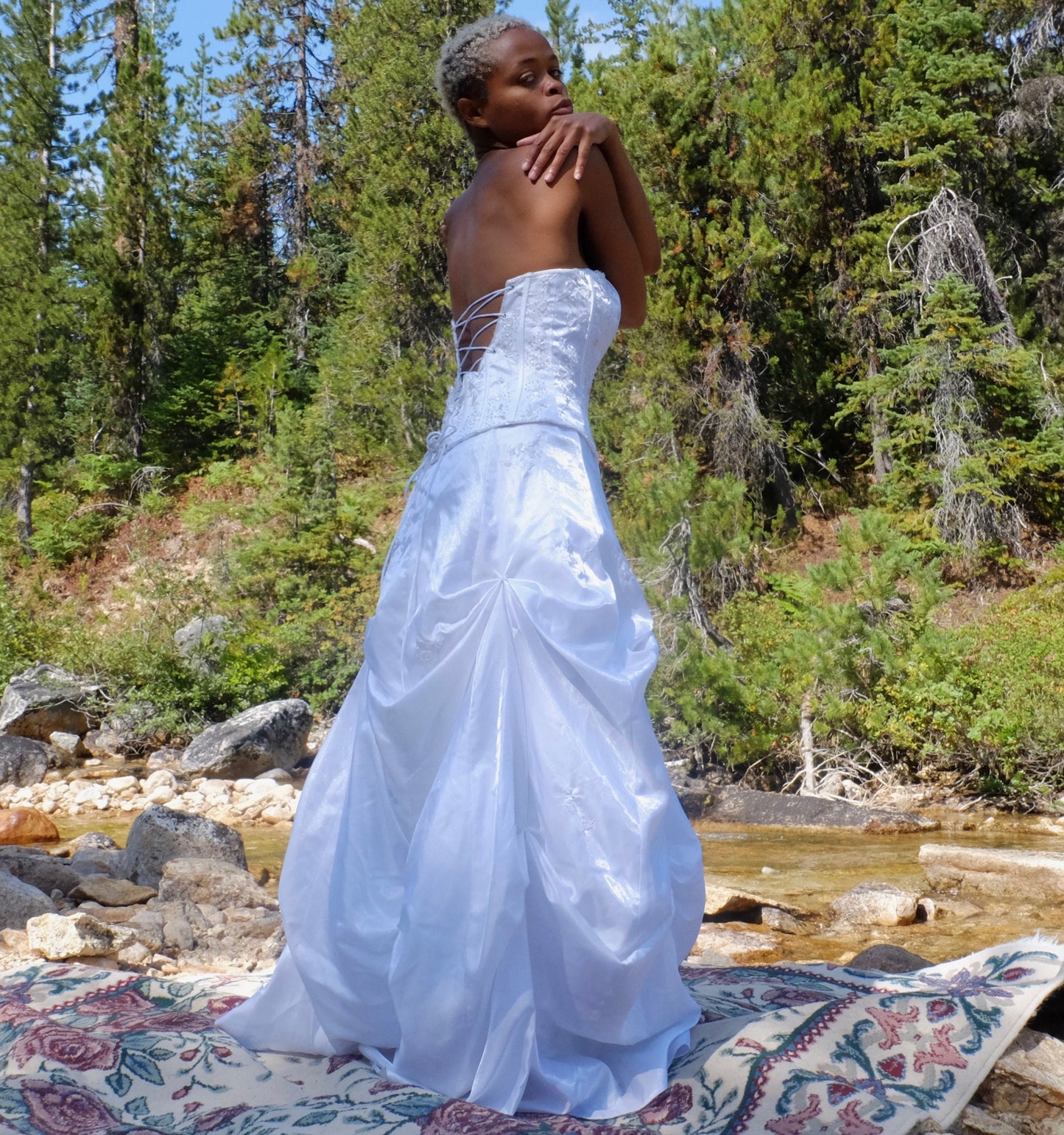 90's Vintage Sleeveless Corset Dress with Pickup Skirt