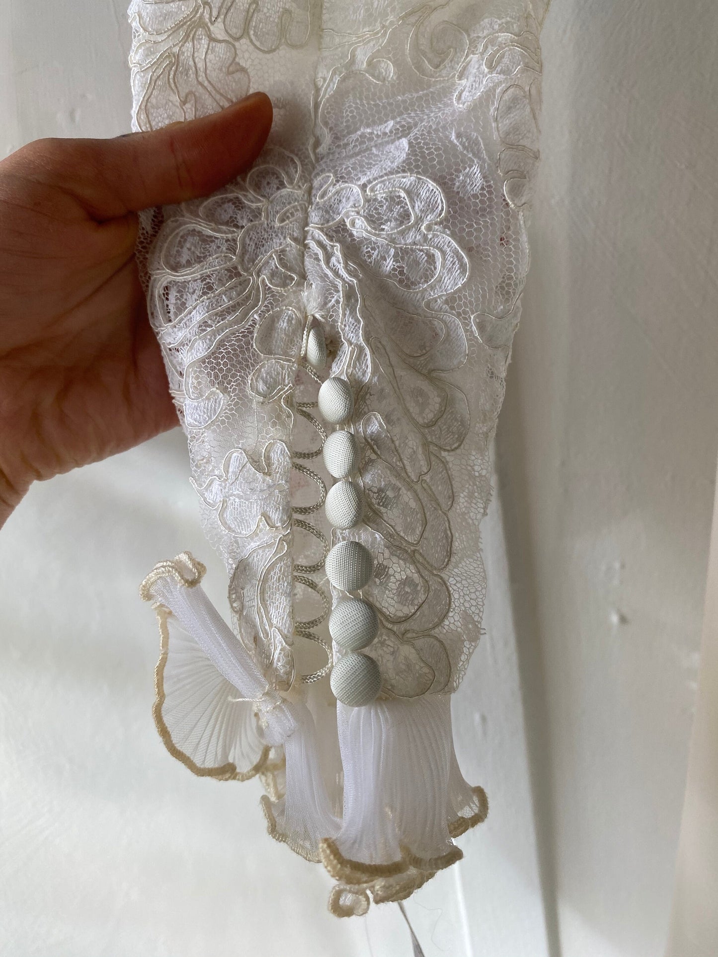 Wedding Dress with Pleated Ruffle Collar