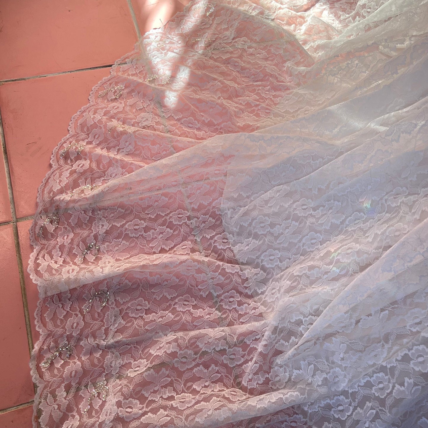 All Lace Long Sleeved Ballgown With Tiered Skirt