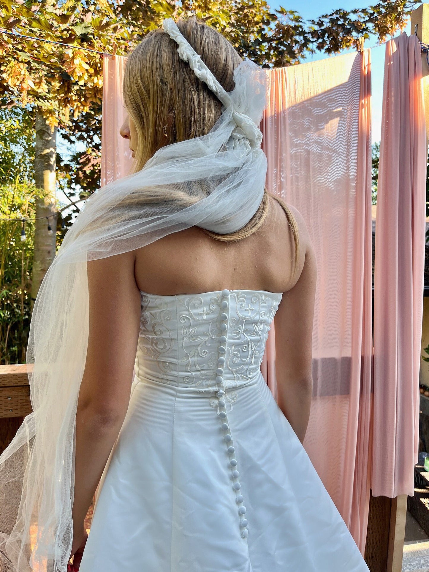 St. Tropaz Strapless Wedding Gown Embroidered With Crystals