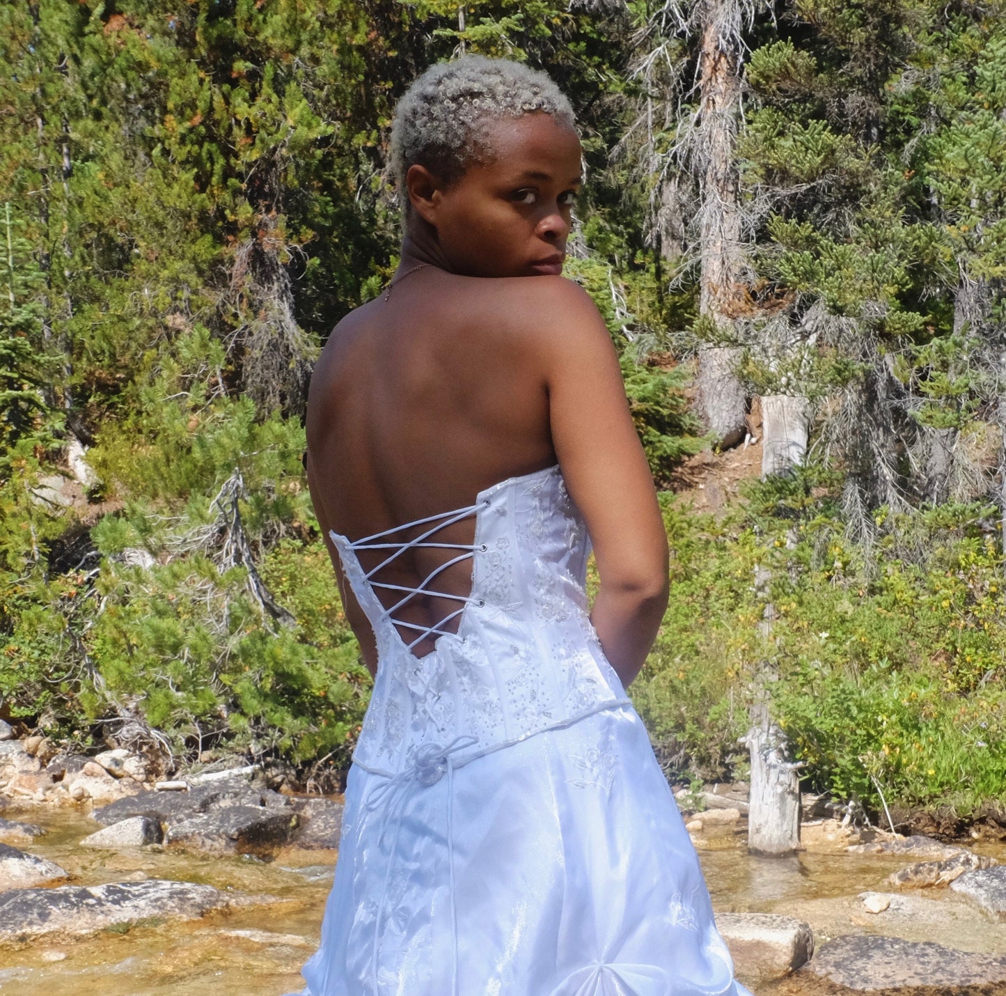 90's Vintage Sleeveless Corset Dress with Pickup Skirt