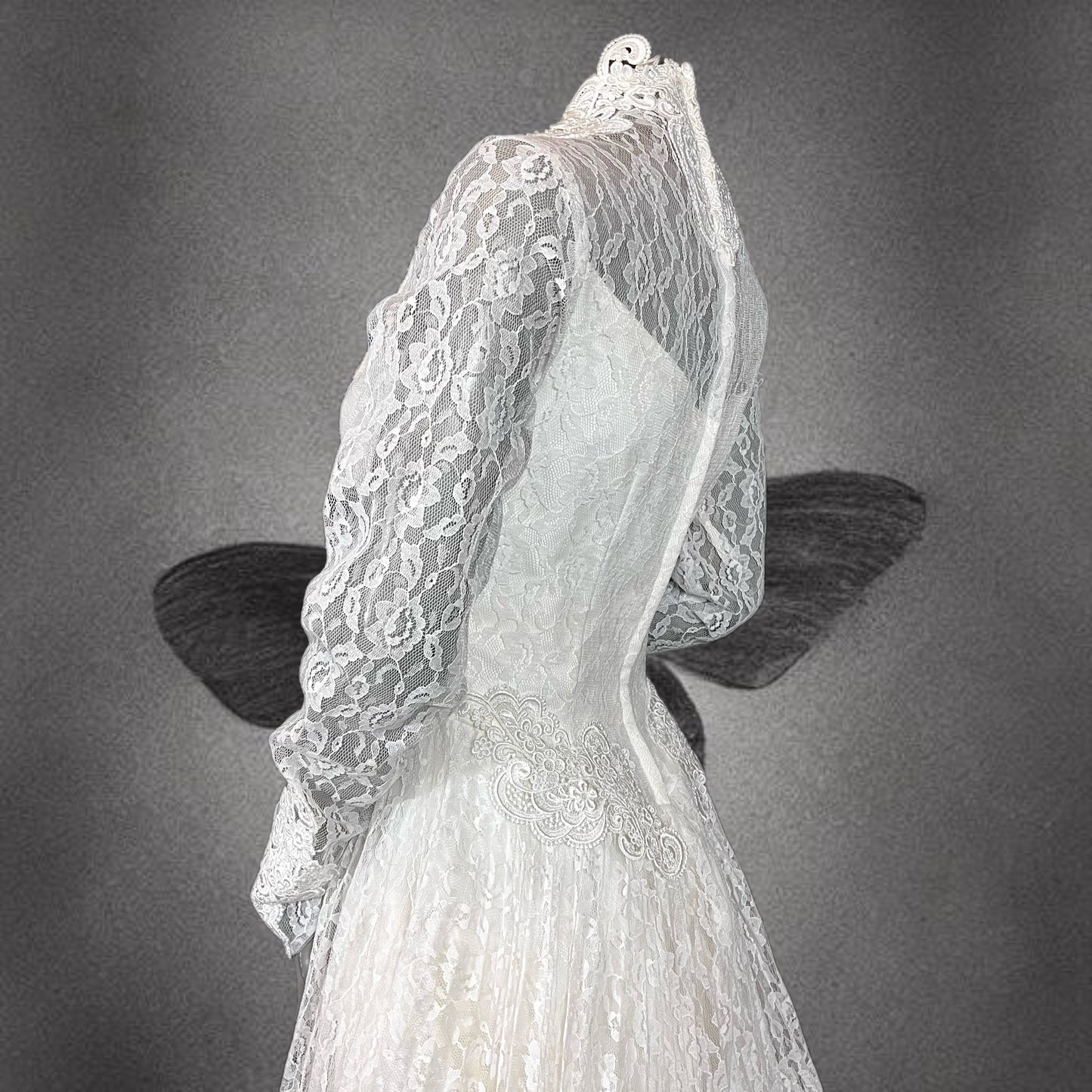 Alfred Angelo All Lace Long-sleeved Wedding Dress W/ Queen Anne Neckline