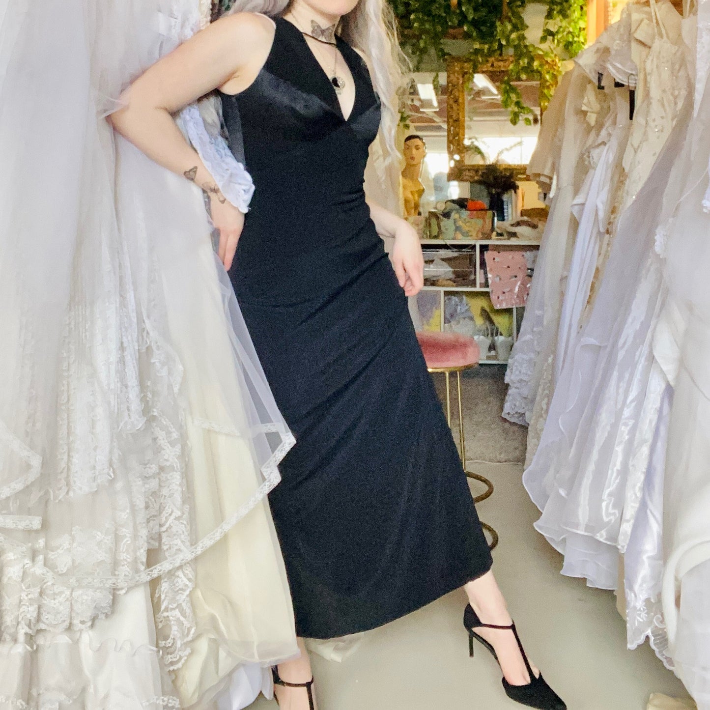 Sexy Black Low Cut Body-con Maxi Dress