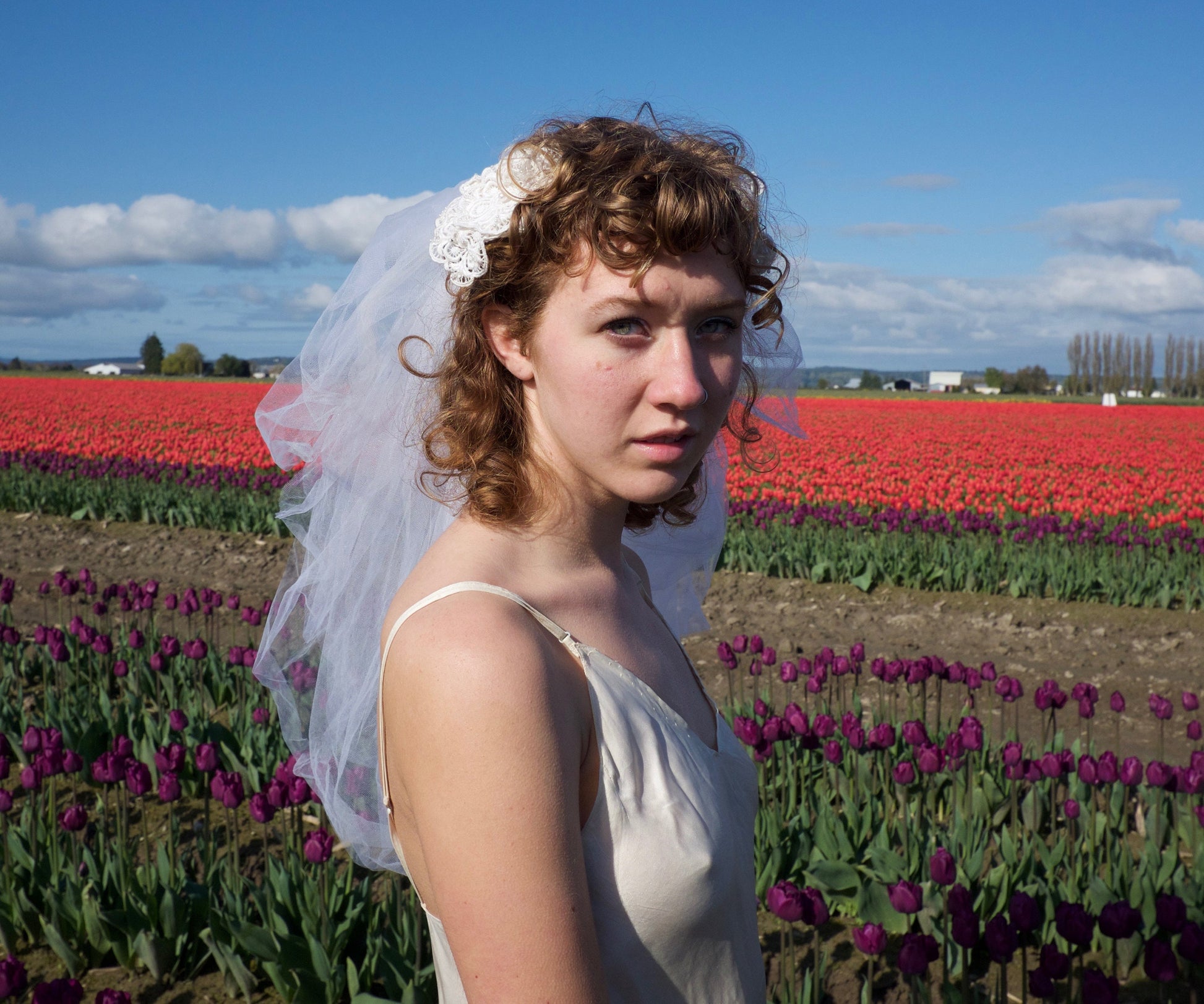 Vintage veil with lace crown and blusher