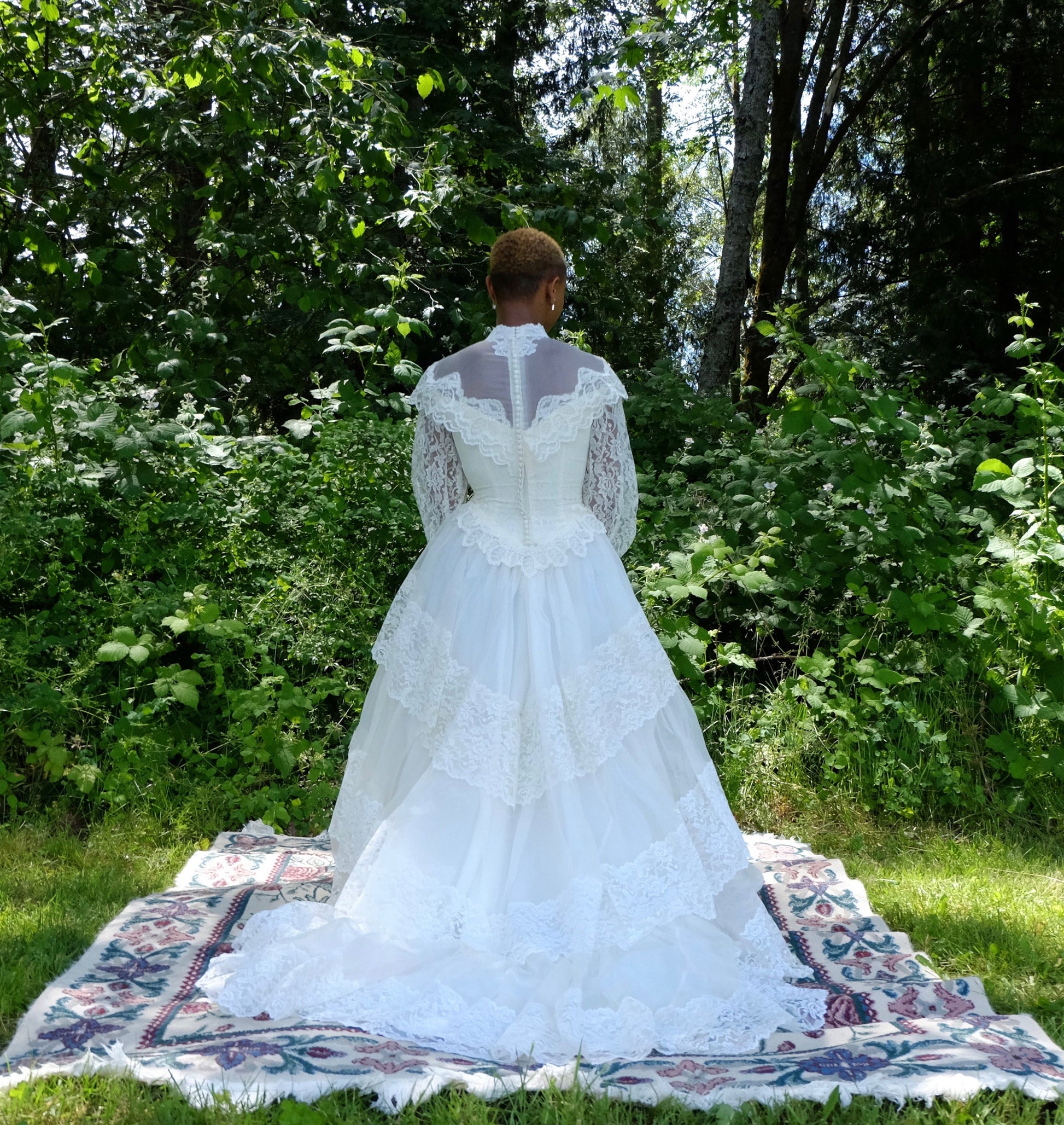 Union Made High Collared Vintage Wedding Dress