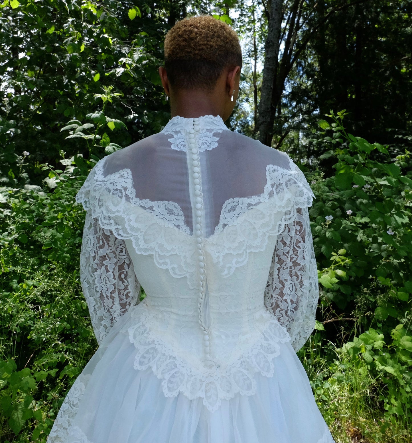 Union Made High Collared Vintage Wedding Dress