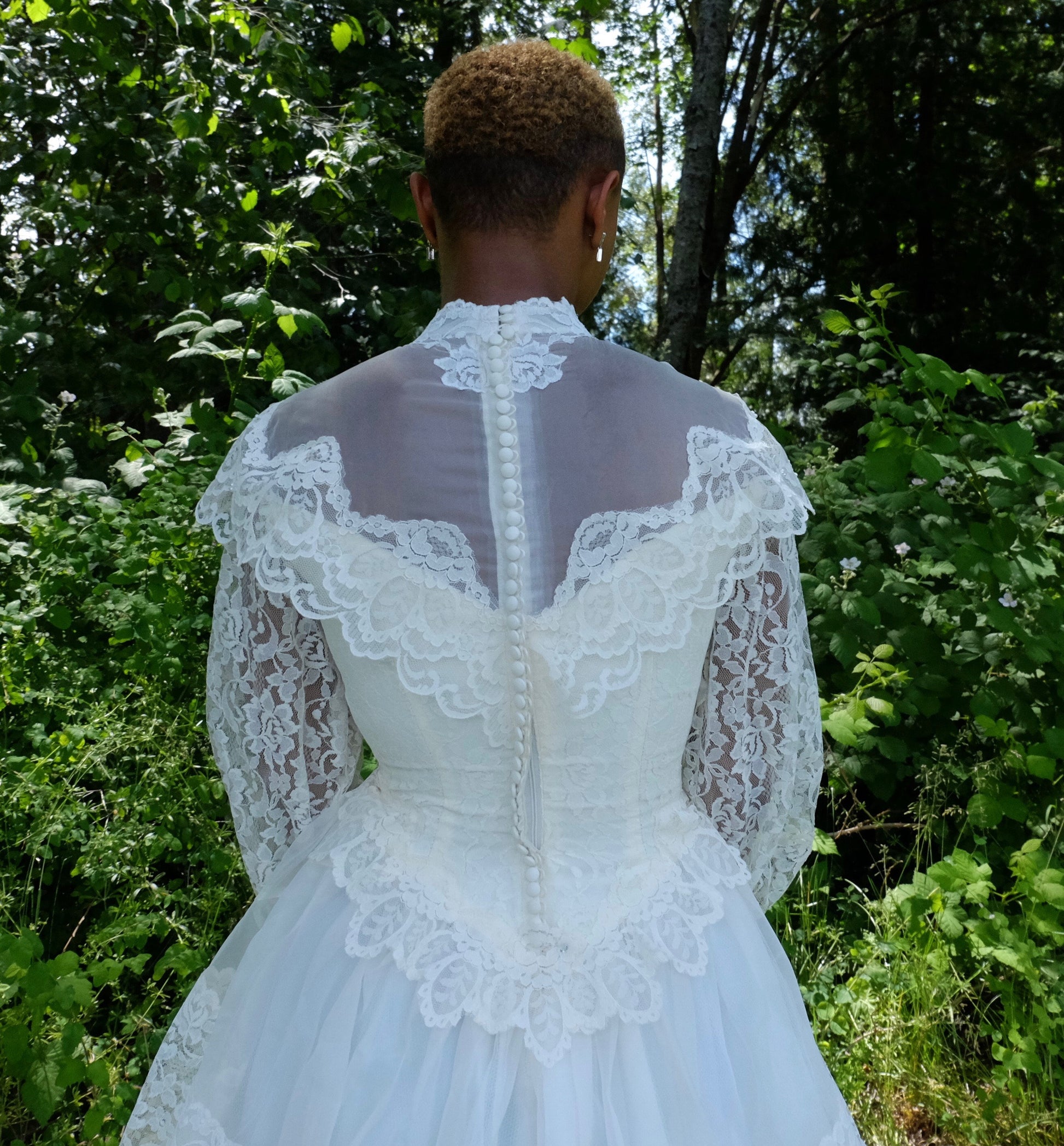 Union Made High Collared Vintage Wedding Dress