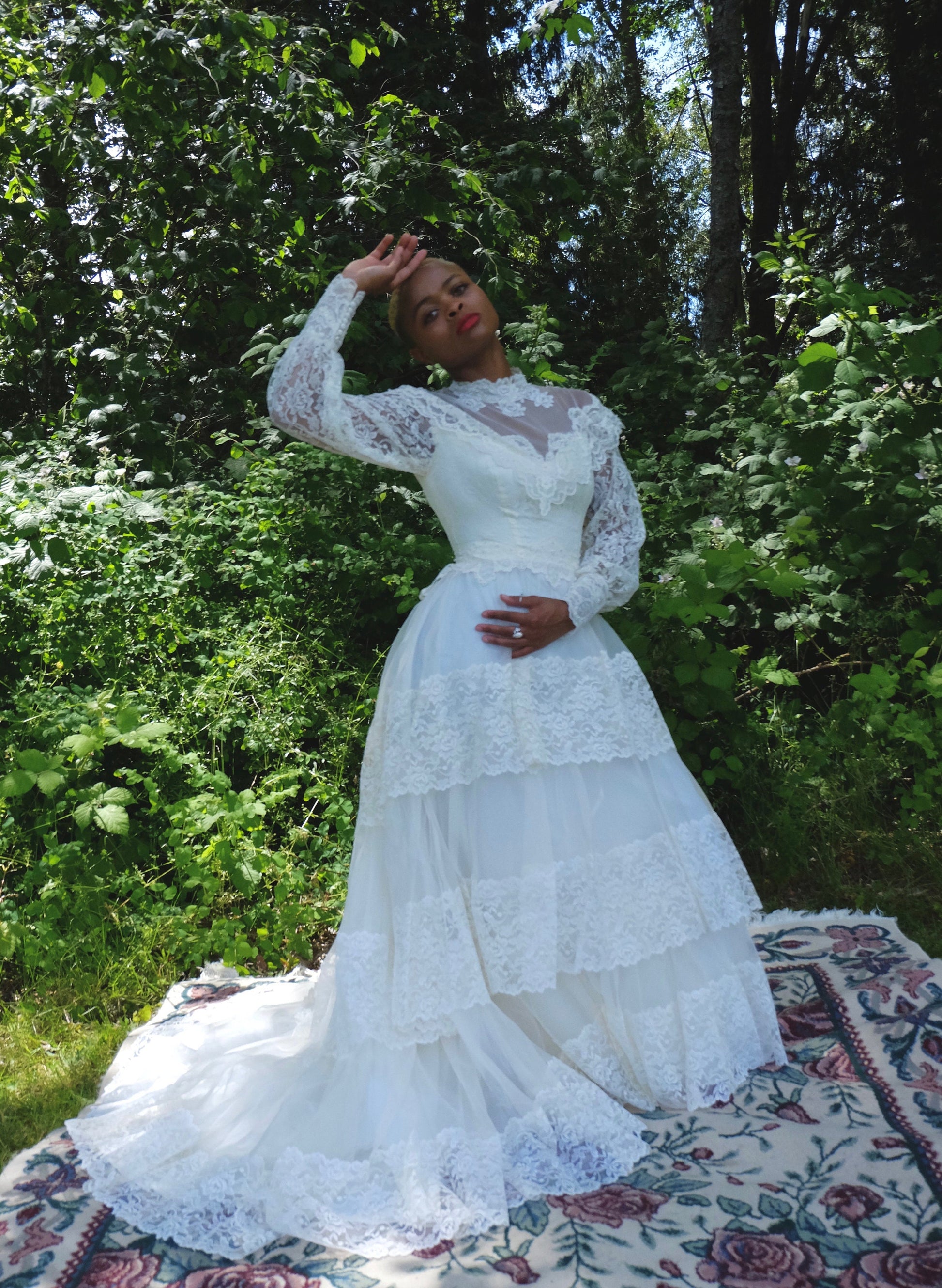 Union Made High Collared Vintage Wedding Dress