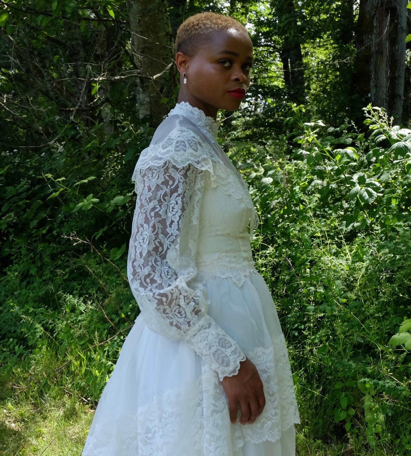 Union Made High Collared Vintage Wedding Dress