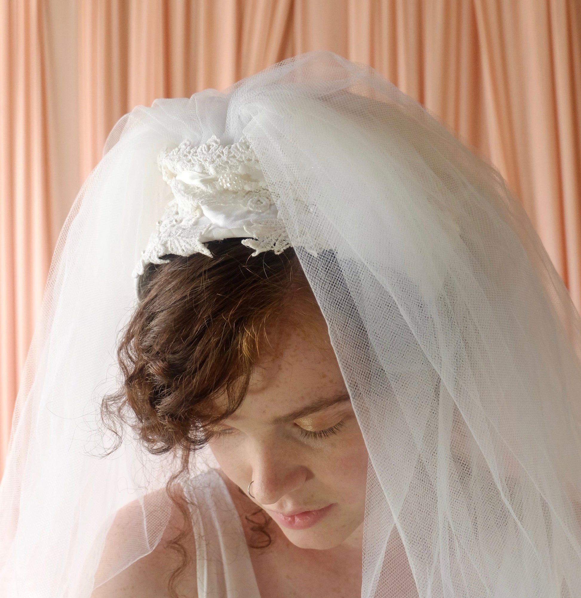 Vintage Floor Length Veil with Blusher