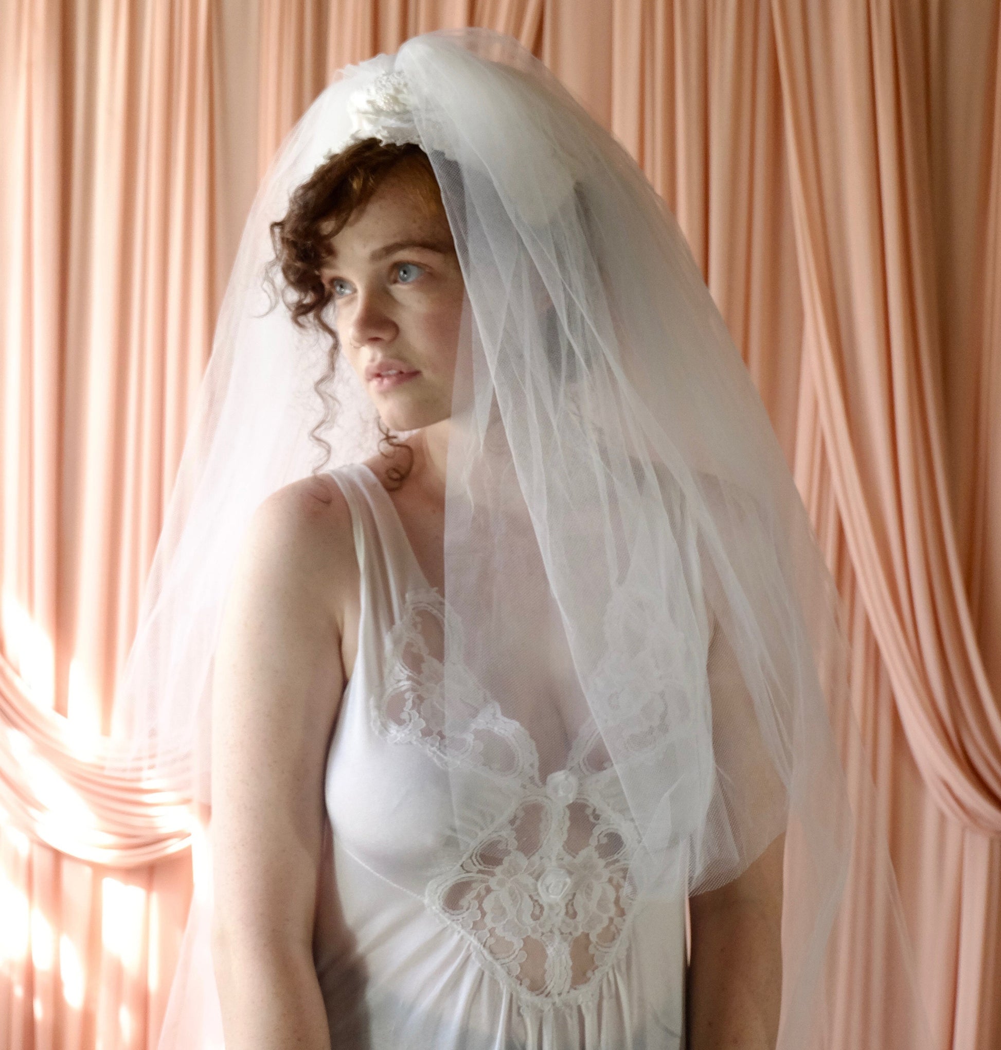Vintage Floor Length Veil with Blusher