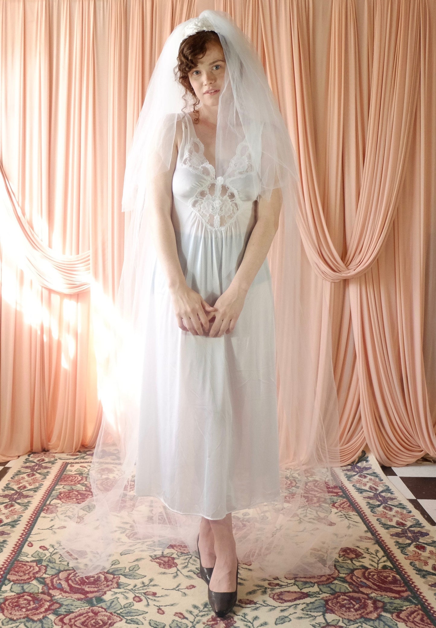 Vintage Floor Length Veil with Blusher