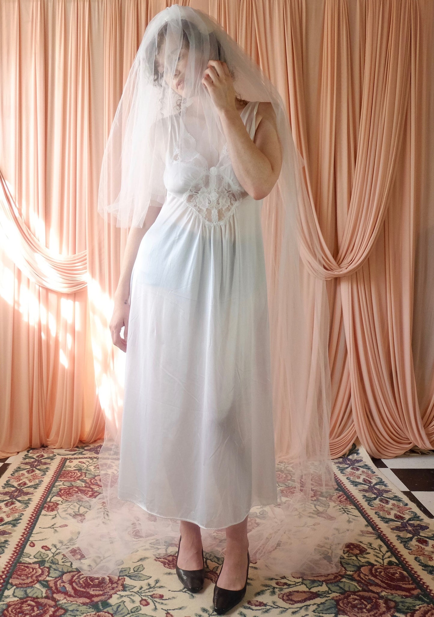 Vintage Floor Length Veil with Blusher