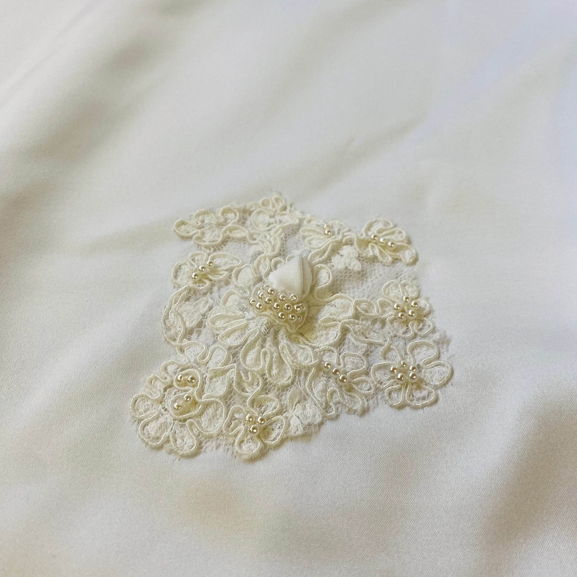 Vintage Ivory Gown with Cape Sleeves, Pearls and Lace