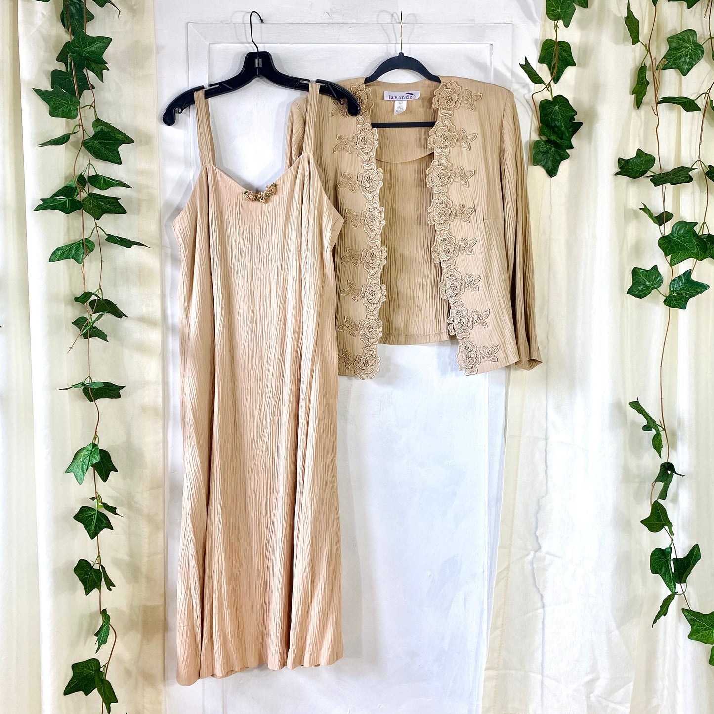 Lavande' Latte Vintage Dress With Matching Jacket