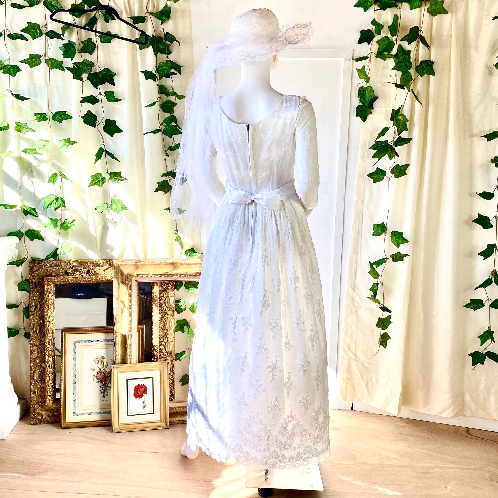 Stunning All Lace Victorian Styled Dress With Matching Headpiece