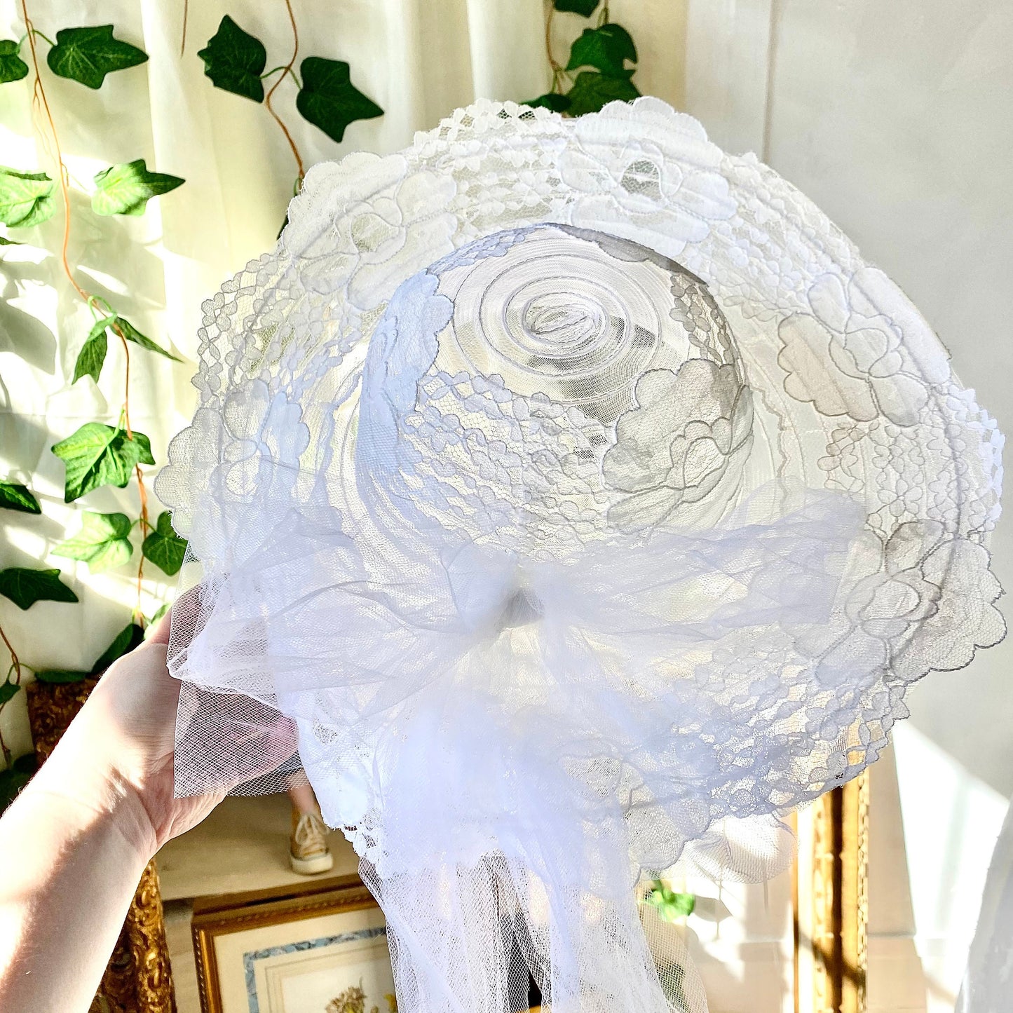 Stunning All Lace Victorian Styled Dress With Matching Headpiece