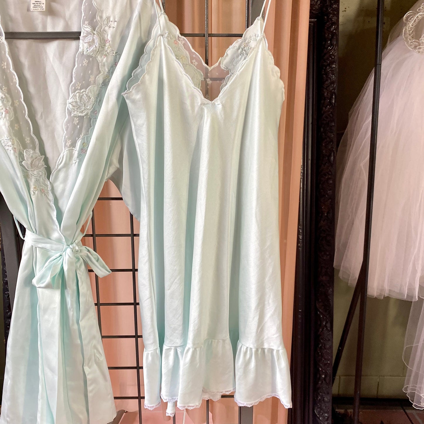 Light Turquoise Vintage Nightgown & Night Robe