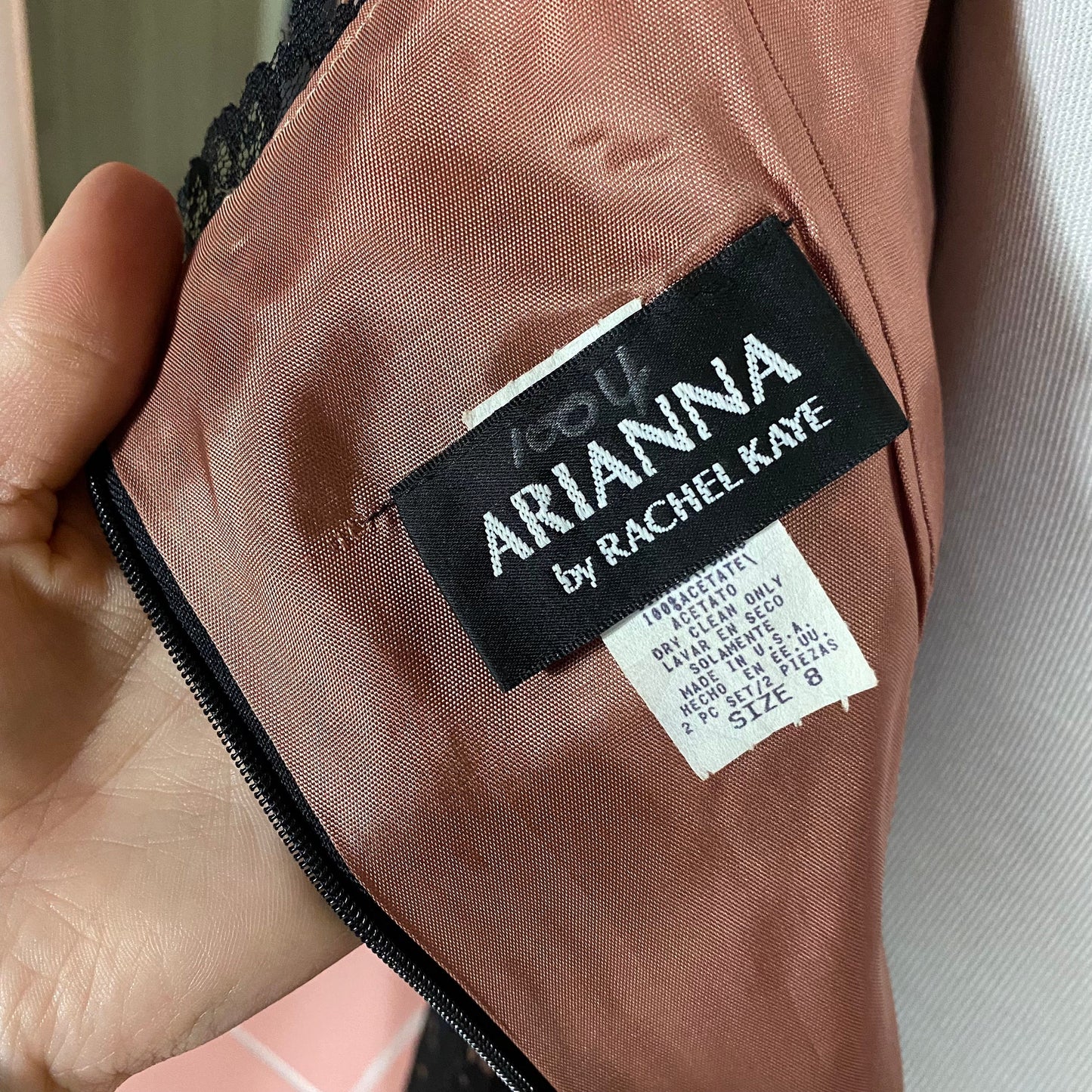 Black Lace & Beige Floor Length Dress Arianna by Rachel Kaye