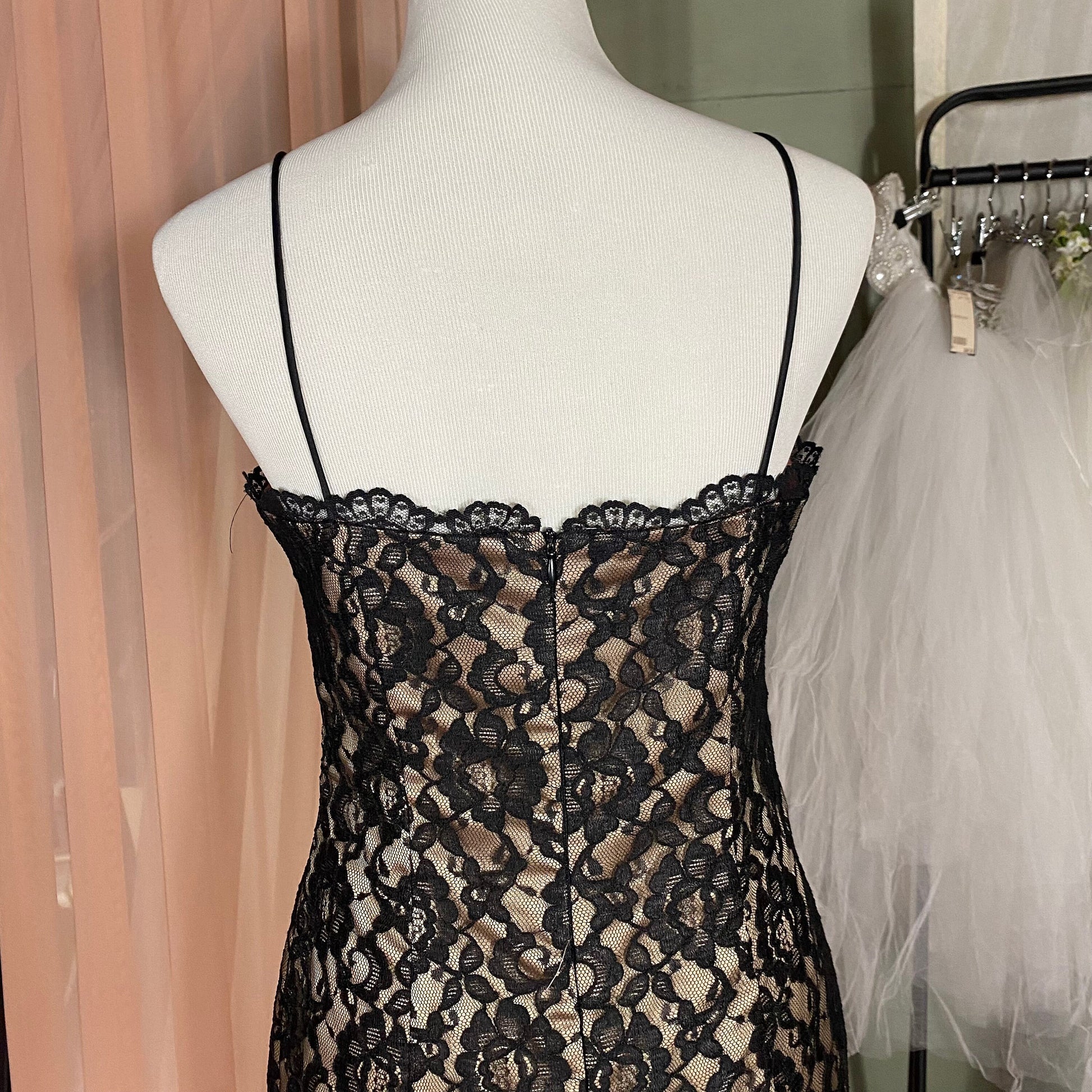 Black Lace & Beige Floor Length Dress Arianna by Rachel Kaye