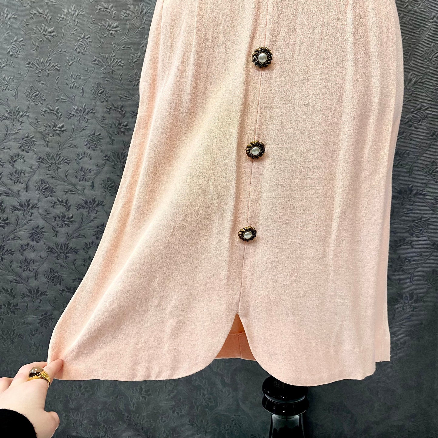 Jeffrey & Dara Peach with Ivory Lace Yoke 90's Dress