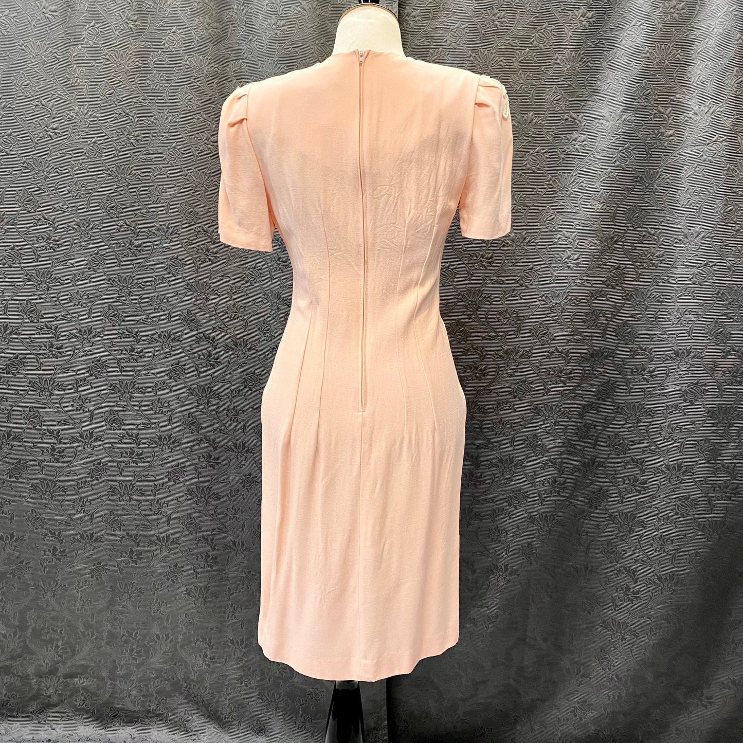 Jeffrey & Dara Peach with Ivory Lace Yoke 90's Dress