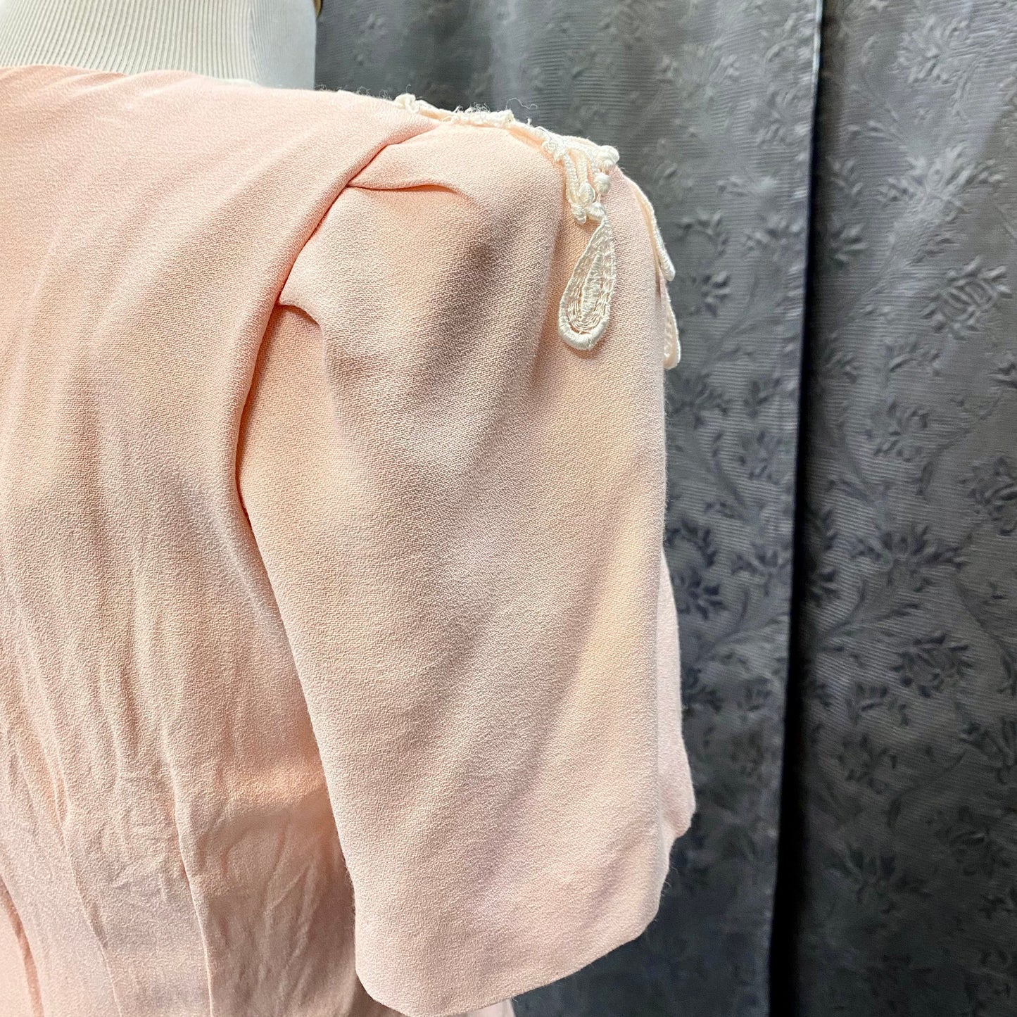 Jeffrey & Dara Peach with Ivory Lace Yoke 90's Dress