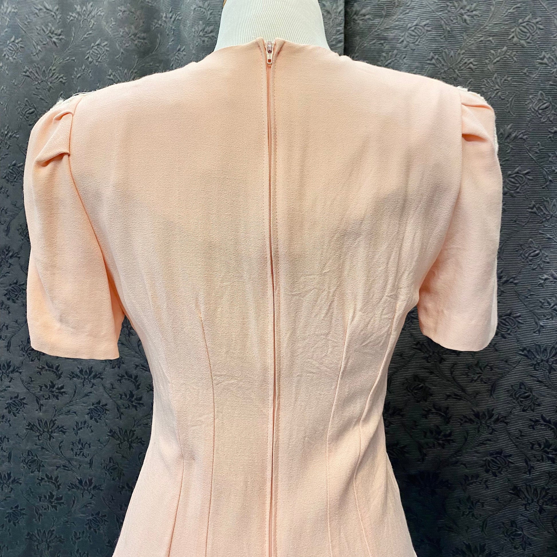 Jeffrey & Dara Peach with Ivory Lace Yoke 90's Dress