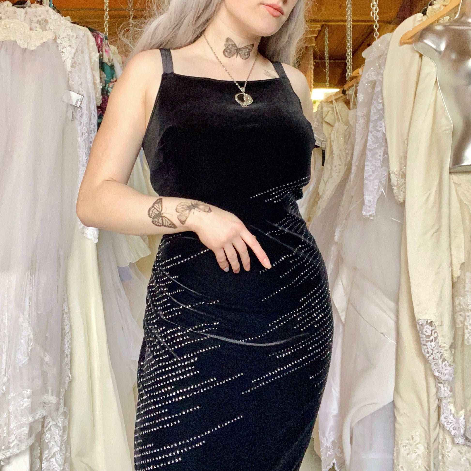 My Michelle Black Velvet Floor Length Dress