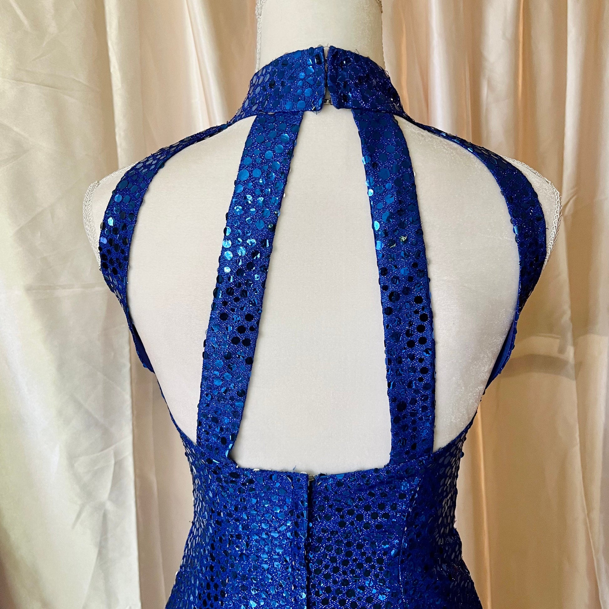 Flirtations 80's Sleeveless Blue Sequin Dress With Sexy Back